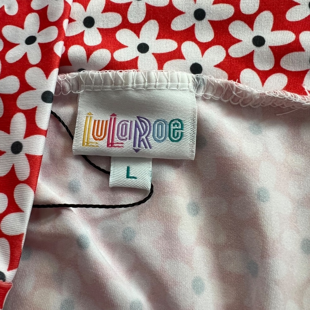 🧡🌸 NWOT LULAROE Orange/Red Floral Swing Skirt | Sz L - Picture 3 of 5